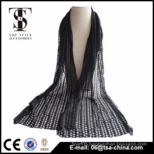Hot selling black hollow out 31*159 cm scarf
